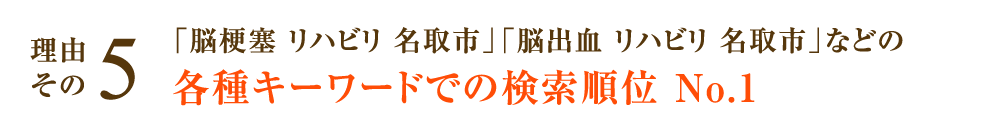 「脳梗塞 リハビリ 名取市」「脳出血 リハビリ 名取市」などの各種キーワードでの検索順位 No.1