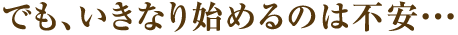 でも、いきなり始めるのは不安・・・